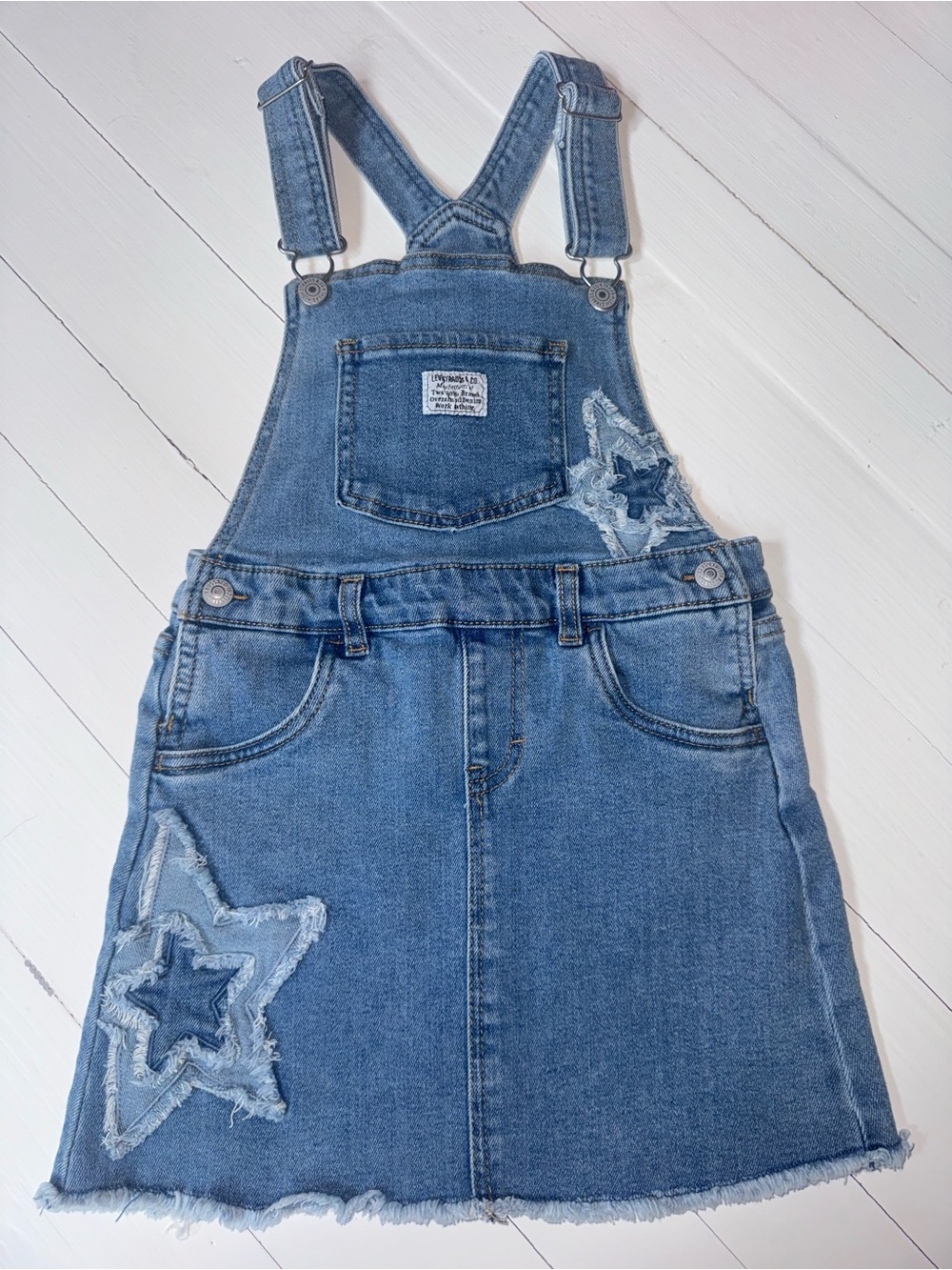 Levi’s Denim Overall Distressed Star Skirtall size 6X